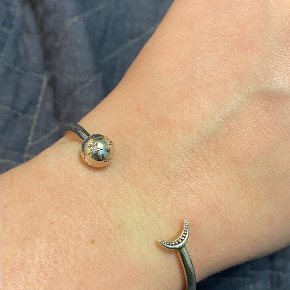 Silver Moon And Sphere Adjustable Ring - image 1